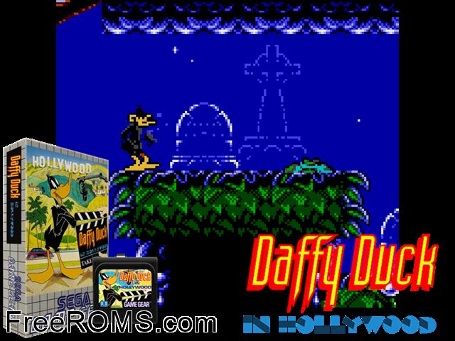Daffy Duck in Hollywood Game Gear game showing 3D box cover and gameplay screenshot